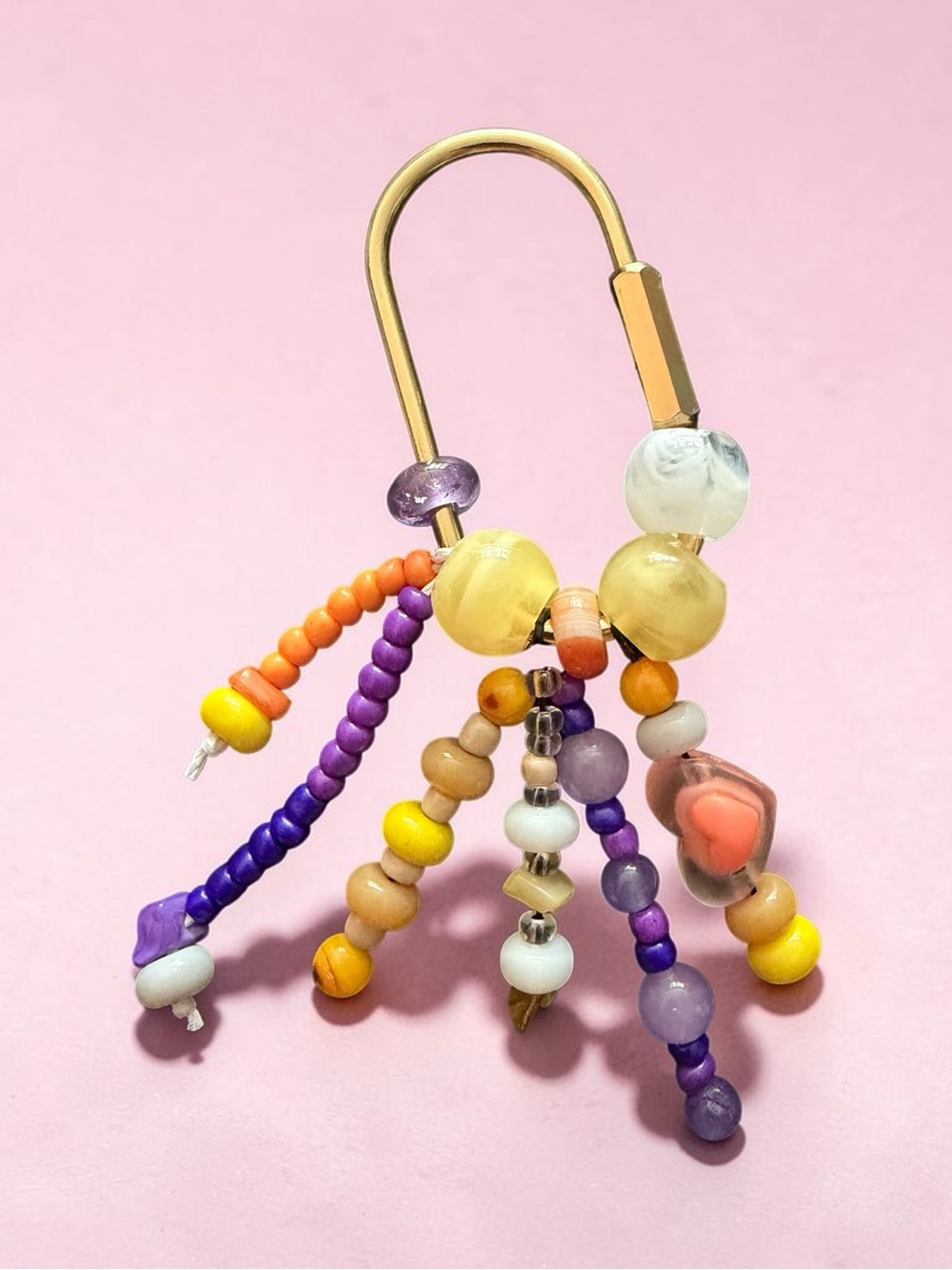 Bag Charm - yellow, purple and cream